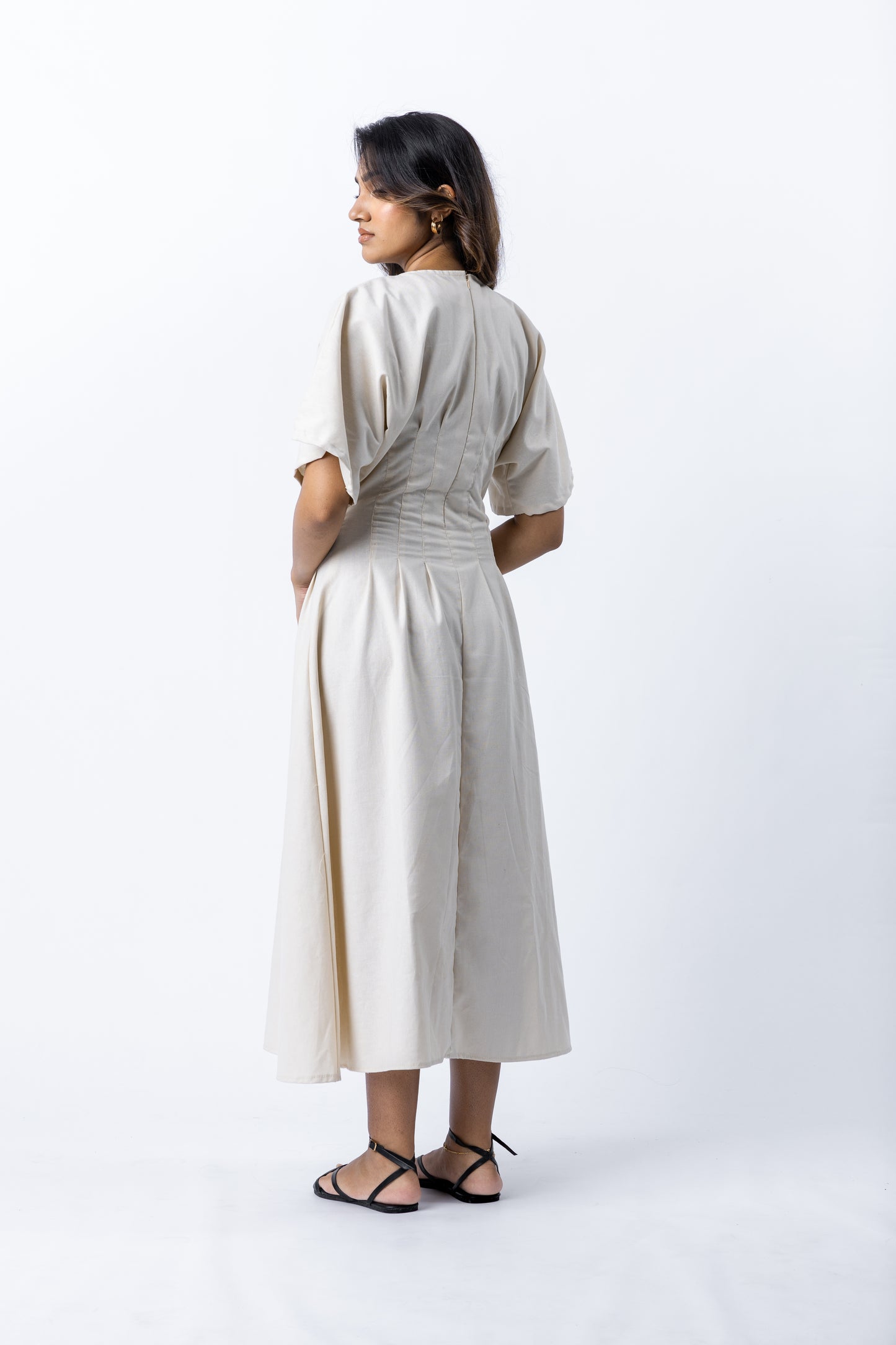 VALERIA OAT BOATNECK MIDI DRESS