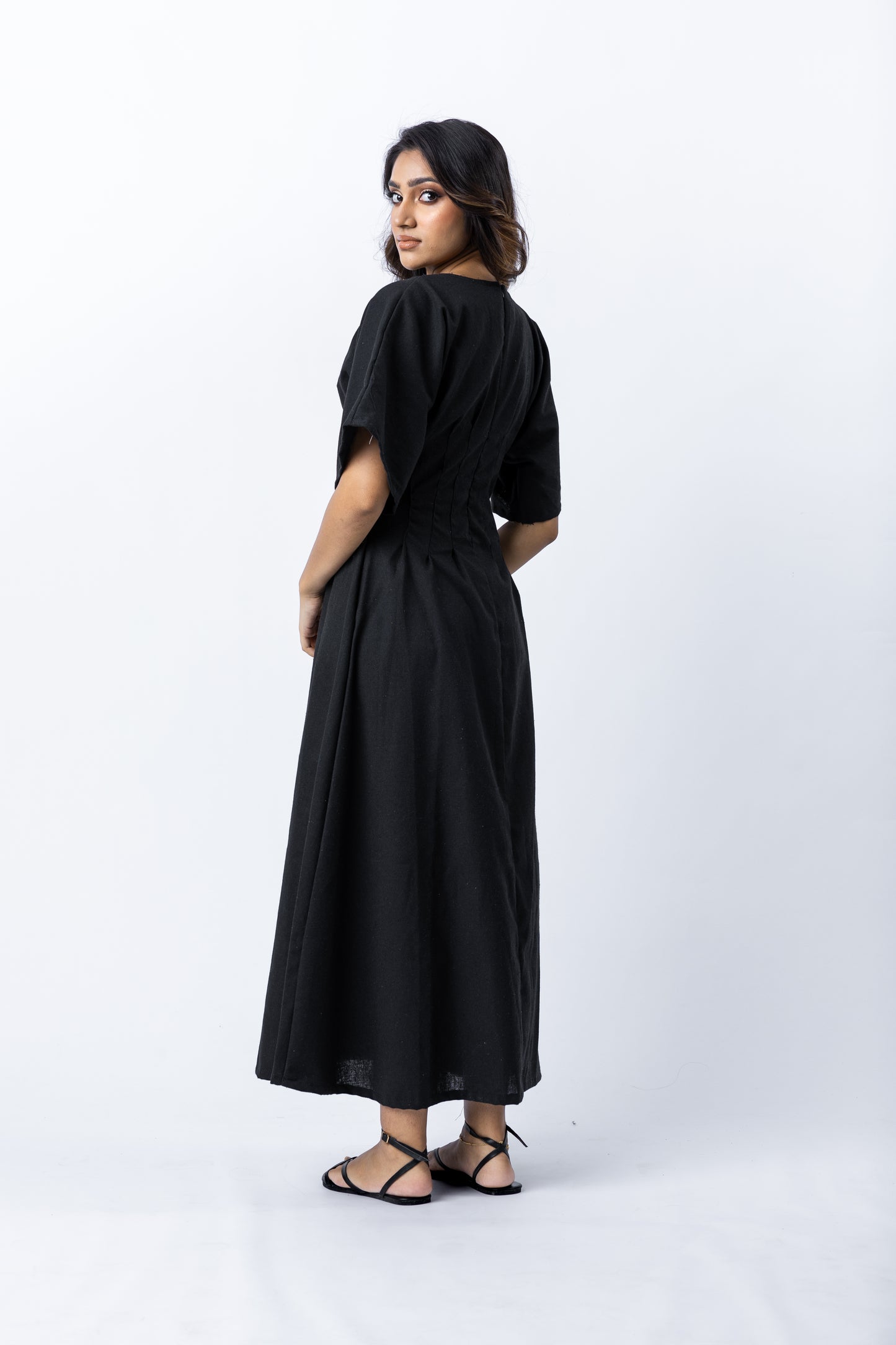 VALERIA BLACK BOATNECK MIDI DRESS