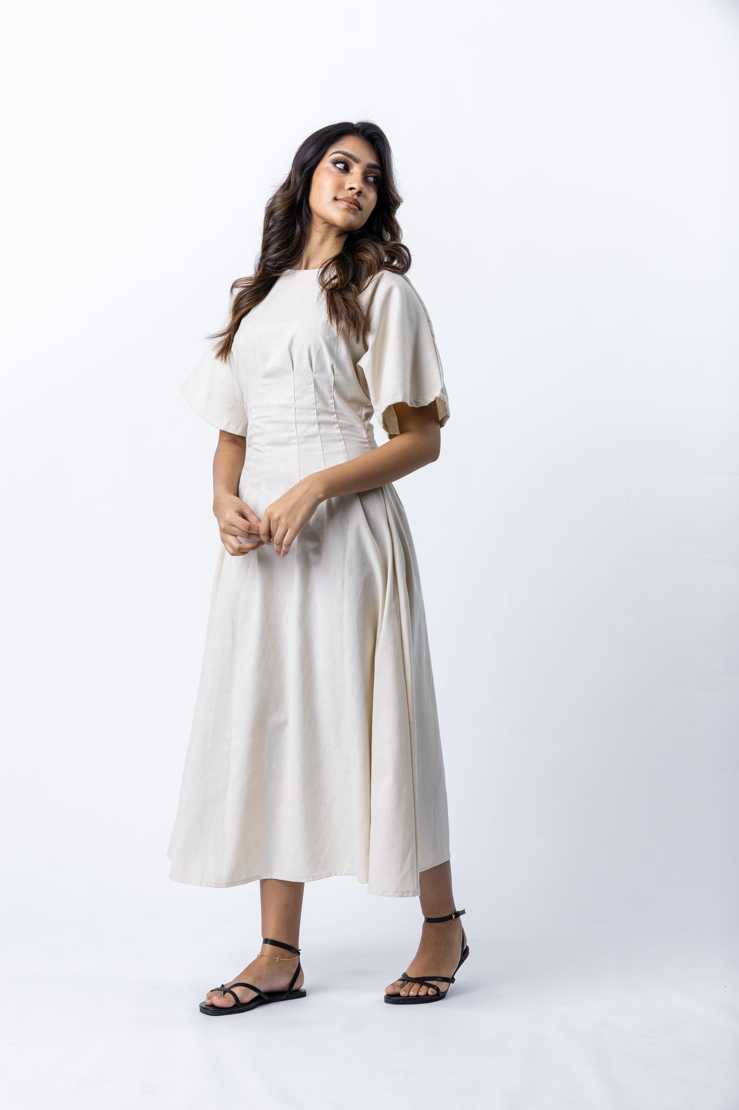 VALERIA OAT BOATNECK MIDI DRESS