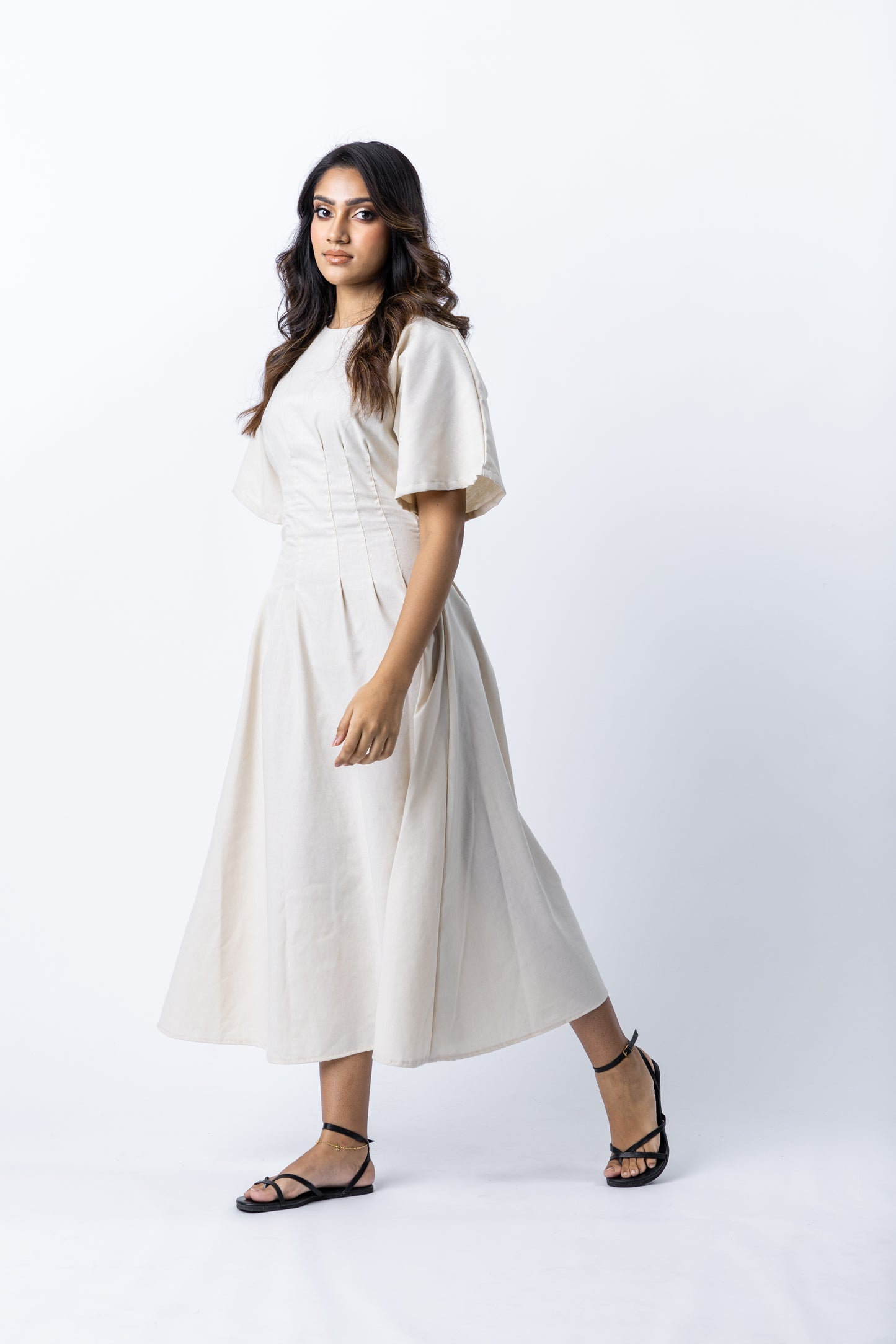 VALERIA OAT BOATNECK MIDI DRESS