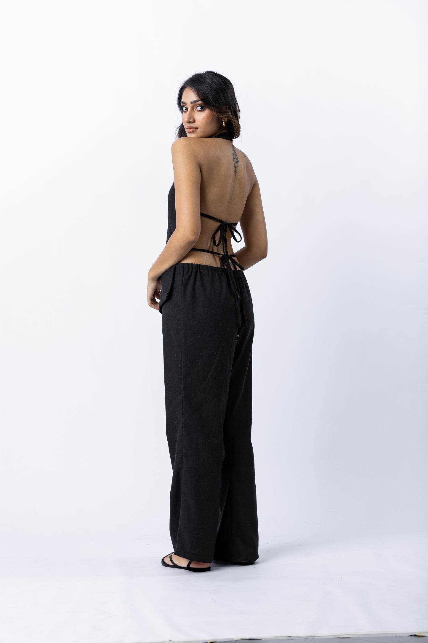 MIKA BLACK LINEN HALTER TOP